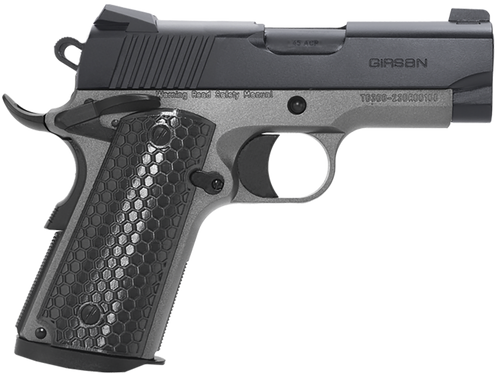 Girsan 392067 MC1911 SC Untouchable Sub-Compact Frame 9mm Luger 7+1 3.40"  Black Steel Barrel, Black Serrated Steel Slide, Stainless Frame w/Beavertail, Black Polymer Grip
