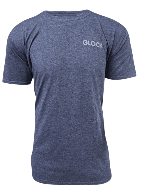 Glock AA75156 Pistol Flag  Heather Navy Cotton/Polyester Short Sleeve Medium Semi-Fitted