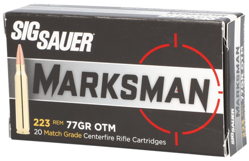Sig Sauer E223M120 Marksman  223 Rem 77 gr Open Tip Match 20 Per Box/ 25 Case