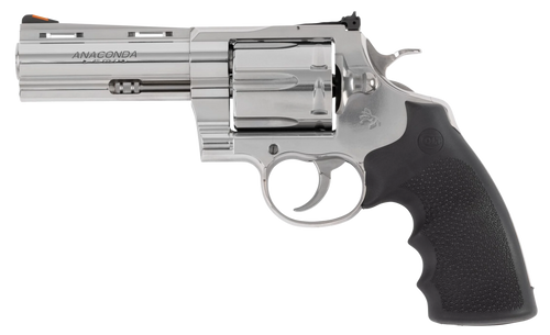 Colt Mfg ANACONDASP4RTS45C Anaconda  45 Colt (Long Colt) 6rd Shot 4.25" Stainless Vent Rib Barrel, Cylinder & Frame, Black Grip