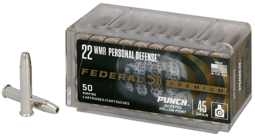Federal PD22WMR1 Premium Personal Defense Punch 22WMR 45gr Jacketed Hollow Point 50 Per Box/60 Case