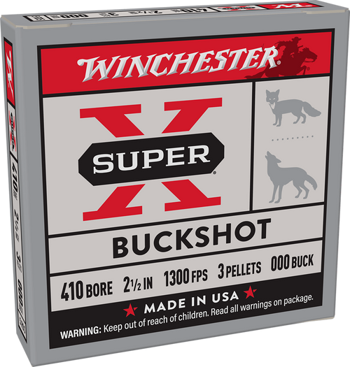 Winchester Ammo XB41000 Super X  410Gauge 2.50" 3Pellets 000Buck Shot 5 Per Box/50 Case