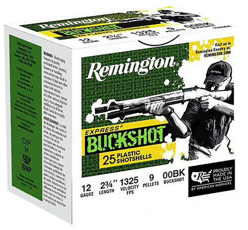 Remington Ammunition 20411 Express Buckshot 12Gauge 2.75" 00Buck Shot 25 Per Box/10 Case