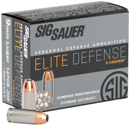 SIG AMMO 9MM 147GR ELITE V-CROWN JHP 20/10