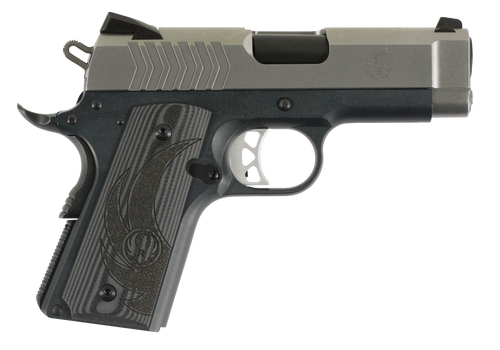 Ruger 6758 SR1911 Officer-Style 9mm Luger 7+1 3.60" Black Steel Barrel, Serrated Stainless Steel Slide, Tungsten Gray Cerakote Aluminum Frame w/Beavertail, Deluxe Checkered G10 Grip