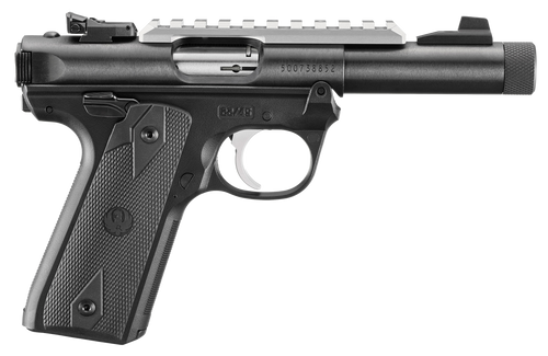 Ruger 40190 Mark IV 22/45 22 LR 10+1 4.40" Steel Threaded Bull Barrel, Blued Picatinny Rail Receiver, Blued Polymer Frame, Black Checkered Polymer Grip