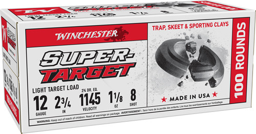 WINCHESTER TARGET 12GA 2.75" 1-1/8OZ #8 1145FPS 200RD CASE