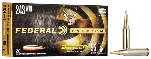 Federal P243BCH1 Premium  243Win 95gr Berger Hybrid Hunter 20 Per Box/10 Case