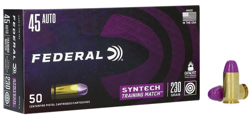 Federal AE45SJ2 Syntech Training Match 45ACP 230gr Total Syntech Jacket Flat Nose 50 Per Box/10 Case