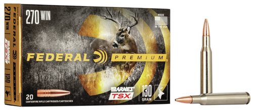 Federal P270L Premium  270Win 130gr Barnes TSX 20 Per Box/10 Case