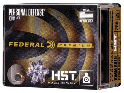 Federal P10HST1S Premium Personal Defense 10mmAuto 200gr HST Jacketed Hollow Point 20 Per Box/10 Case