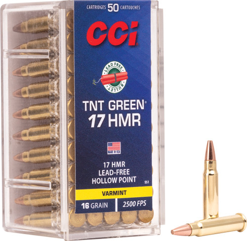CCI GREEN LEAD FREE 17HMR 16GR TNT-HP 2500FPS 50RD 40BX/CS