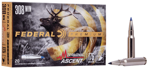 Federal P308TA1 Premium Terminal Ascent 308Win 175gr 20 Per Box/10 Case