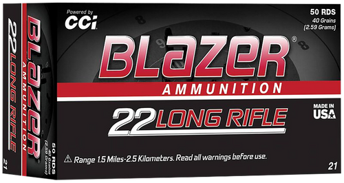 CCI 0021 Blazer High Velocity 22LR 40gr Lead Round Nose 50 Per Box/100 Case