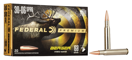 Federal P3006BCH1 Premium  30-06Springfield 168gr Berger Hybrid Hunter 20 Per Box/10 Case