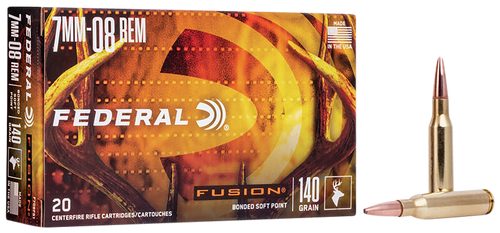 Federal F708FS1 Fusion  7mm-08Rem 140gr Bonded Soft Point 20 Per Box/10 Case