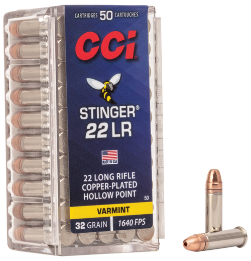 CCI 0050 Stinger  22LR 32gr Copper Plated Hollow Point 50 Per Box/100 Case