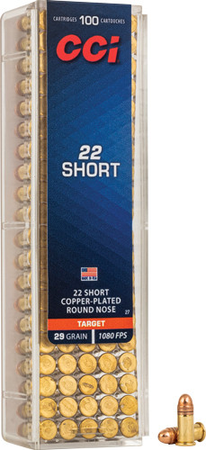 CCI 22 SHORT 29GR PLATED RN 1080FPS 100RD 50BX/CS
