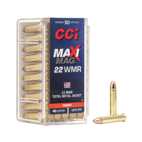 CCI  Maxi-Mag Rimfire Ammunition .22 WMR 40 gr TMJ 1875 fps 2000/ct Case (40-50/ct Boxes)