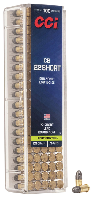 CCI 0026 Specialty CB Pest Control 22Short 29gr Lead Round Nose 100 Per Box/50 Case