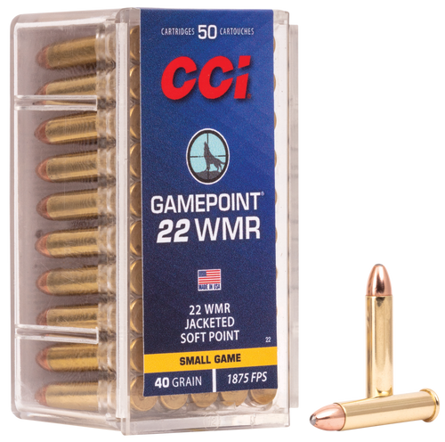 CCI 0022 Gamepoint Rimfire 22WMR 40gr Jacketed Soft Point 50 Per Box/40 Case