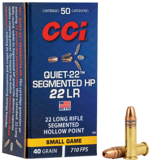 CCI 970 Quiet-22 Segmented HP 22LR 40gr Segmented Hollow Point 50 Per Box/100 Case