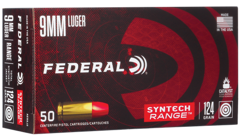 Federal AE9SJ2 American Eagle Syntech Range  9mmLuger 124gr Total Syntech Jacket Flat Nose 50 Per Box/10 Case