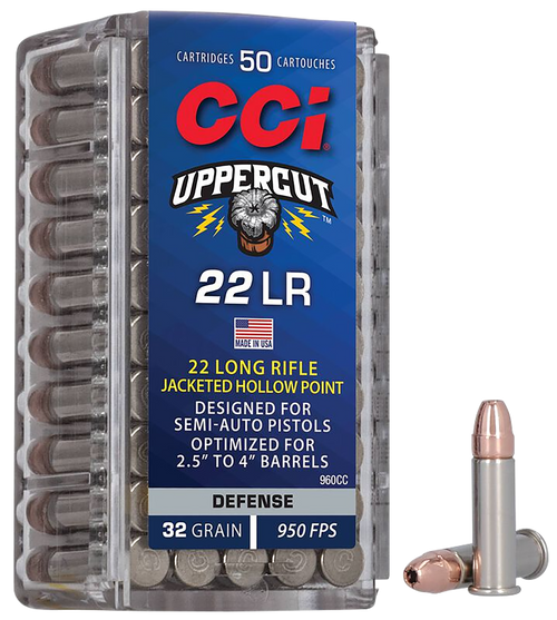 CCI 960CC Uppercut Defense 22LR 32gr Jacketed Hollow Point 50 Per Box/100 Case