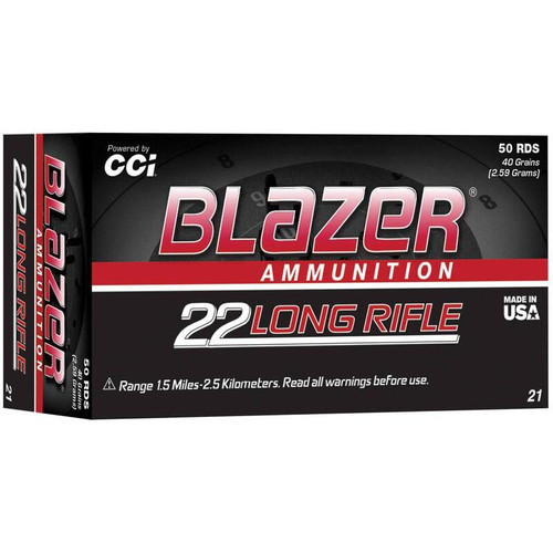 CCI Blazer Rimfire Ammuniton .22 LR 40 gr LRN 1235 fps 50/ct