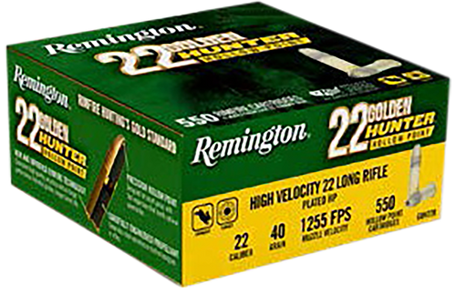 Remington Ammunition R21253 Golden Hunter  22LR 40gr Plated Hollow Point 550 Per Box/12 Case