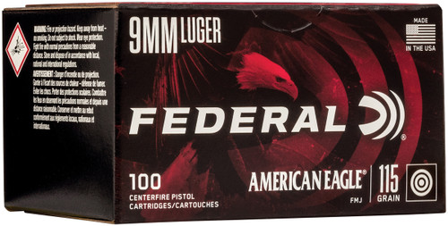 FED AMERICAN EAGLE 9MM 115GR FMJ 100/5