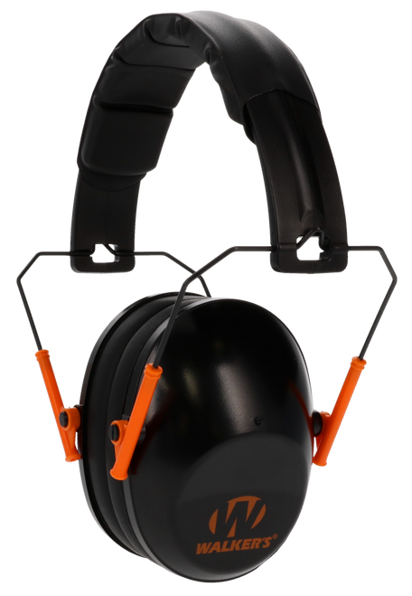 Walker's GWPFPM1BKO Pro Low Profile Passive Muff 22 dB Over the Head Black/Orange Accent Polymer