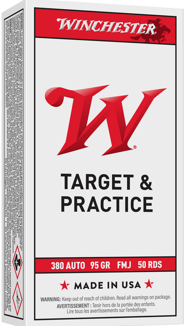 Winchester Ammo Q4206 USA  380ACP 95gr Full Metal Jacket 50 Per Box/10 Case