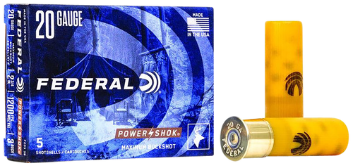 Federal F2033B Power-Shok Magnum 20Gauge 2.75" 20Pellets 1oz 3BuckShot 5 Per Box/50 Case