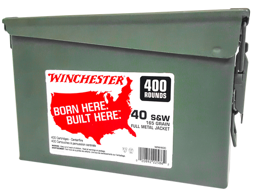 Winchester Ammo WW40C USA Ammo Can 40S&W 165gr Full Metal Jacket Truncated Cone 400 Per Box/2 Case