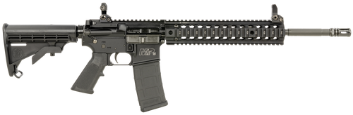 Smith & Wesson LE 311001 M&P15 T 223 Rem, 5.56x45mm NATO 30+1 16" Black Finish, 6 Position Stock, Polymer Grip, Troy Quad Rail & Battle Sights Right Hand