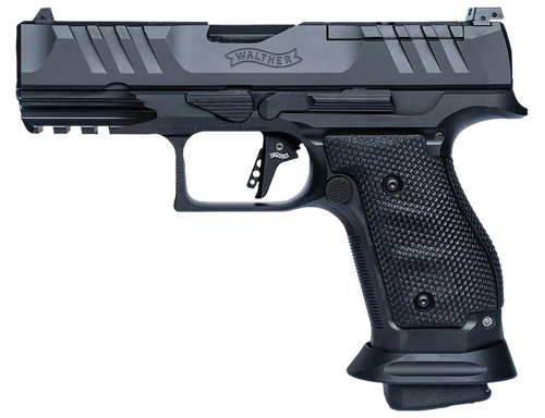 Walther Arms 2896991 PDP Pro Compact Frame 9mm Luger 18+1 4" Black Steel Barrel, Black Optic Cut/Serrated Steel Slide, Black Steel Frame w/Picatinny Rail, Textured Wraparound Grip