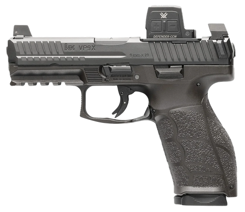 HK 81001356 VP9A1 X w/Optic Full Size Frame 9mm Luger 10+1 4.09" Black Barrel, Black Steel Serrated w/Optic Slide, Black Polymer Frame w/Picatinny Rail, Textured Grip, Vortex CCW