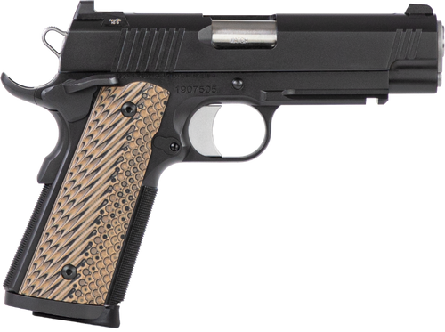 Dan Wesson 01795 Specialist Commander Full Size Frame 45 ACP 8+1 4.25" Stainless Steel Barrel, Black Duty Serrated Steel Slide, Black Duty Steel Frame w/Picatinny Rail, Black/Brown G10 Grip
