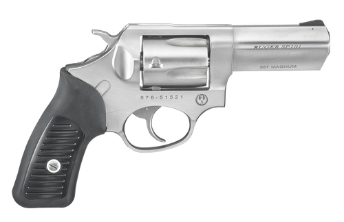 Ruger 5719 SP101  357 Mag 5rd 3.10" Satin Stainless Steel Barrel, Cylinder & Frame, Black Rubber Grip, Transfer Bar Safety, Exposed Hammer