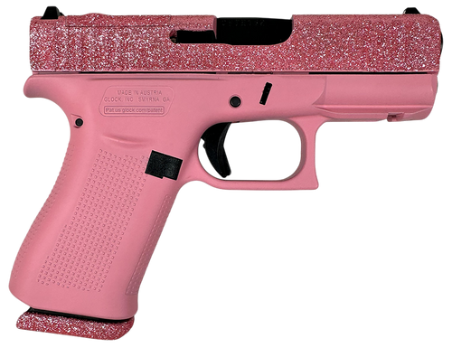 Glock 43X MOS 9mm Luger, 3.41" Barrel, 10+1, Bubblegum Glitter Cerakote