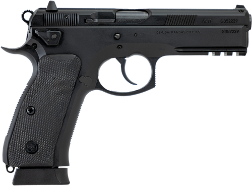 CZ-USA 89353 CZ 75 SP-01 Tactical 9mm Luger 19+1 4.60" Black Nitride Steel Barrel, Black Serrated Steel Slide, Black Polycoat Steel Frame w/Beavertail & Picatinny Rail, Black Polymer Grip