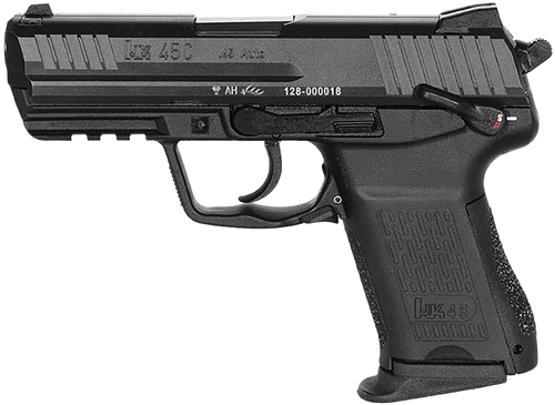 HK 81001111 HK45C V1 Compact Frame 45 ACP 8+1 3.94" Black Polygonal Rifled Barrel, Black Serrated Steel Slide, Black Polymer Frame w/Picatinny Rail, Black Interchangeable Backstrap Grip, Ambidextrous