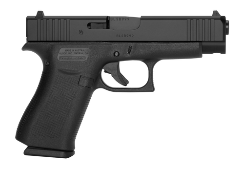Glock PA4850201FR G48  Slim Compact 9mm Luger 10+1 4.17" Black GMB Barrel, Black nDLC Serrated Steel Slide, Black Polymer Frame w/Beavertail & Front Rail, Black Textured Polymer Grip, Right Hand