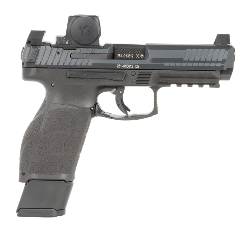 HK 81001350 VP9A1 F w/Optic 9mm Luger 20+1 4.53" Black Barrel & Steel Serrated w/Optic Slide, Black Polymer Frame w/Picatinny Rail, Textured Grip, Vortex CCW