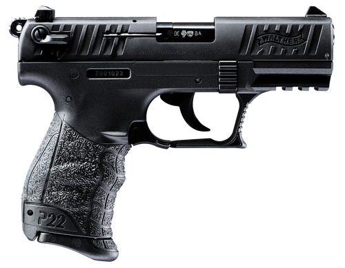 Walther Arms 5120333 P22 *CA Compliant 22 LR 10+1 3.42" Matte Black Tenifer Serrated/Steel Slide, Black Polymer Frame w/Picatinny Rail, Black Interchangeable Backstrap Grips