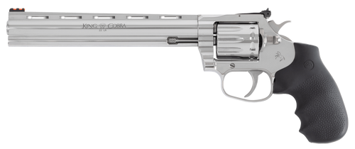 Colt Mfg KCOBRA22SP8RFO King Cobra Target 22 LR 10rd Shot 8" Stainless Vent Rib Barrel, Stainless Steel Cylinder & Frame, Black Hogue Overmolded Grip, Exposed Hammer