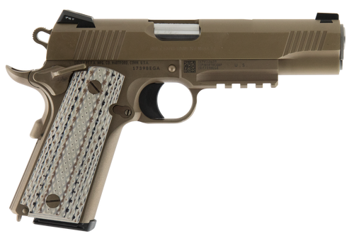 Colt Mfg O1070M45 M45AI Marine 1911 45 ACP 7+1 5" Stainless National Match Barrel, Brown Decobond Serrated Stainless Steel Slide & Frame w/Picatinny Rail, Desert Tan G10 Grip, Ambidextrous