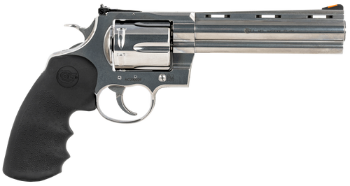 Colt Mfg ANACONDASP6RTS Anaconda  44 Mag 6 Shot 6" Stainless Recessed Target/Vent Rib Barrel,  Cylinder & Frame, Black Hogue Rubber w/Finger Grooves Grip