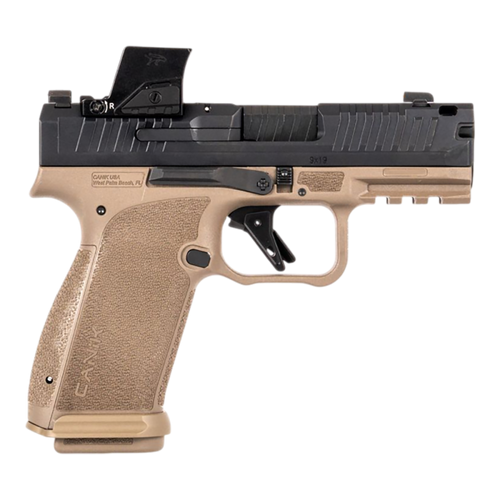 Canik HG8328BDVN Mete MC9 Prime w/Optic Sub-Compact Frame 9mm Luger 17+1 3.64" Black Black Steel Serrated Slide, Flat Dark Earth Polymer Frame w/Picatinny Rail, Textured Grip, MeCanik M04 Red Dot
